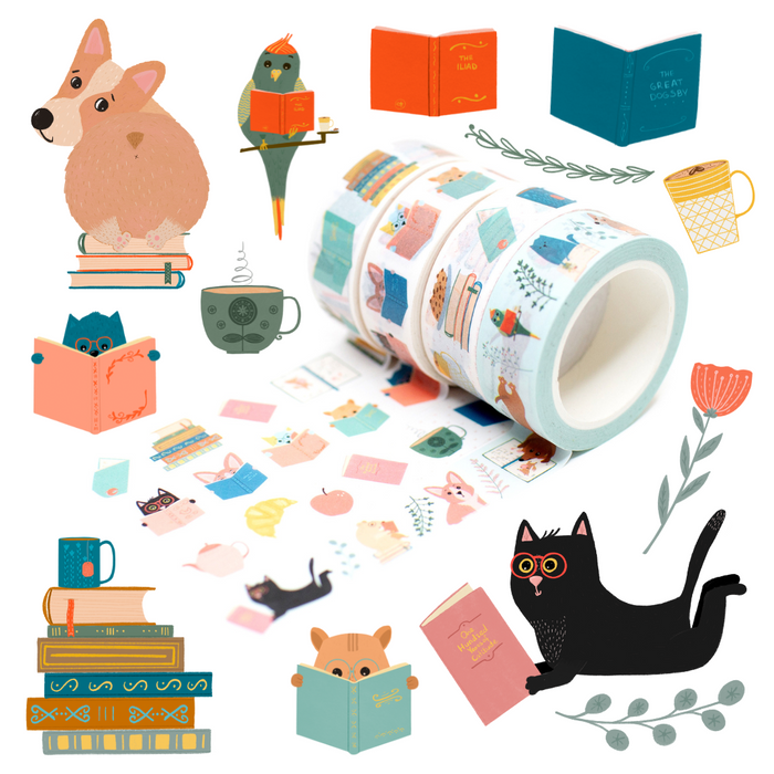 Limited Edition Exclusive Washi Tape - Pets & Books
