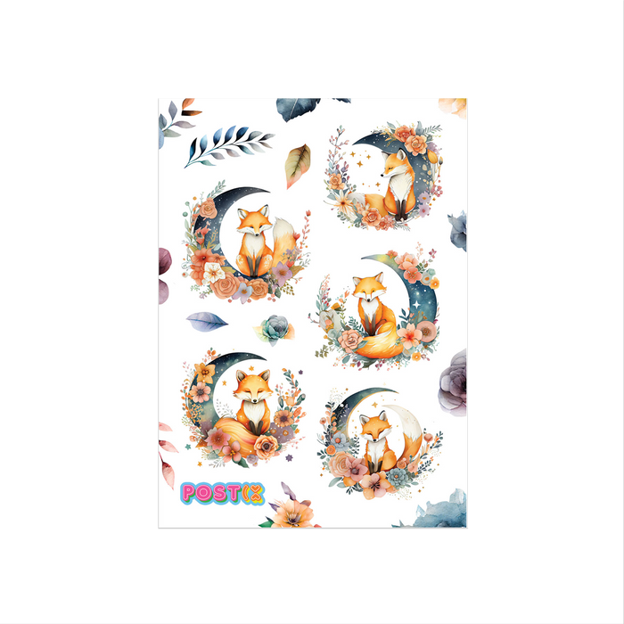 Mystic Moonlight Foxes & Florals Washi Sticker Sheet
