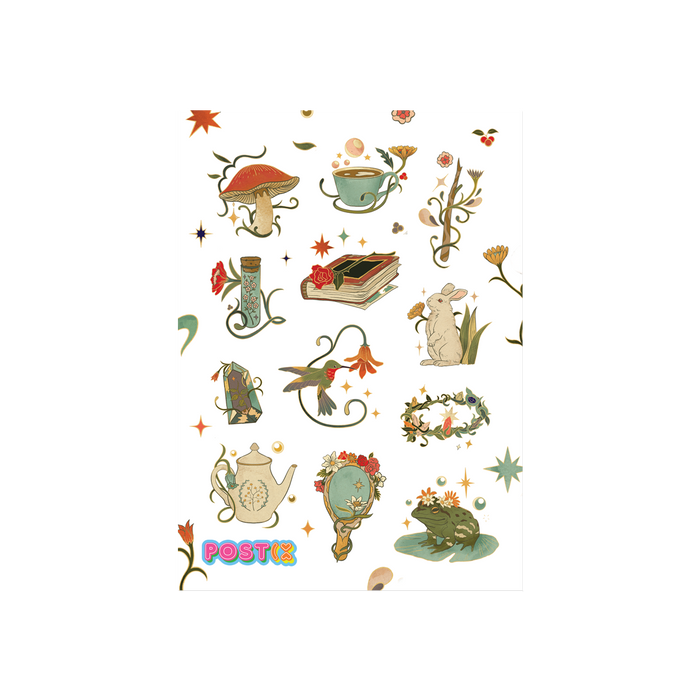 Retro Fantasy Magical Characters Paper Sticker Sheet
