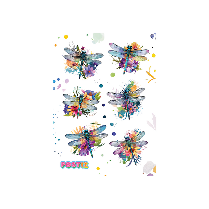 Watercolour Dragonflies & Flowers Washi Sticker Sheet