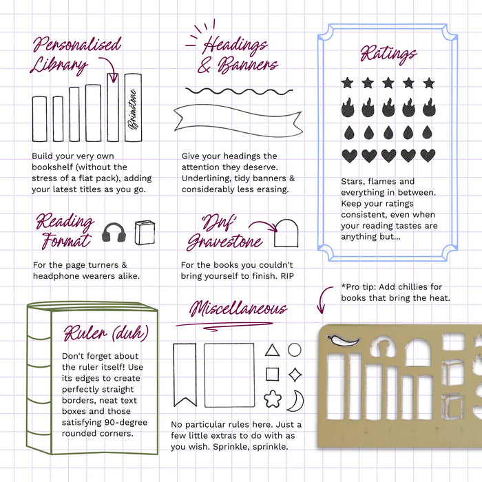 Reading Journal Stencil Ruler