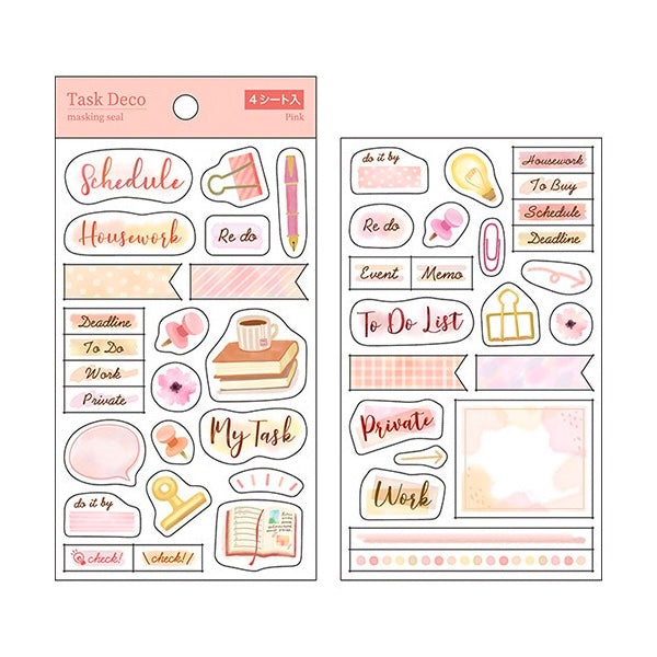Pine Book Japan Task Deco Stickers - Pink