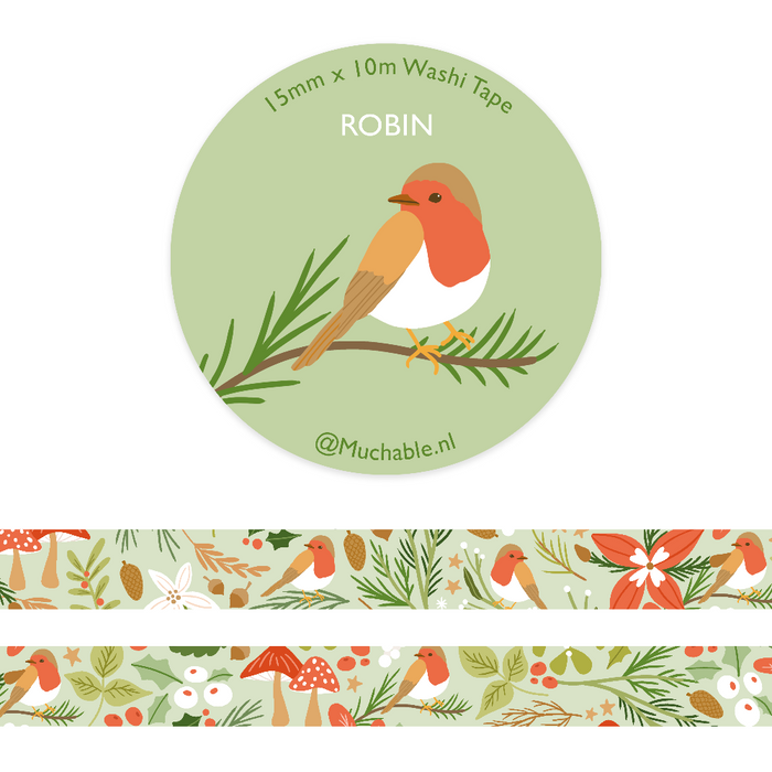 Washi Tape - Christmas Robin Bird