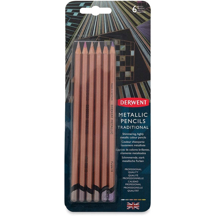 LAST STOCK! Derwent Metallic Pencils 6 Colour Set - Traditional