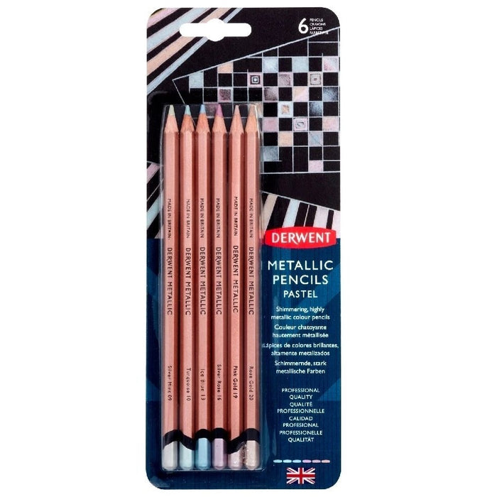 LAST STOCK! Derwent Metallic Pencils 6 Colour Set - Pastel