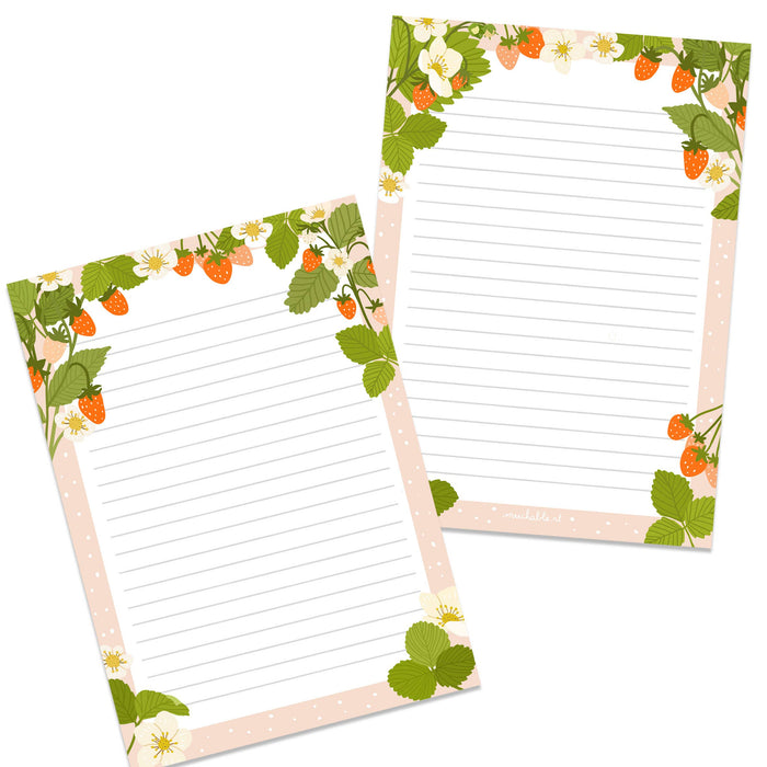 A5 Double-Sided Notepad - Strawberries