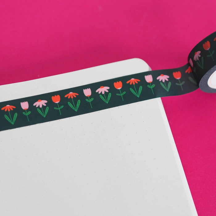 Green, Red & Pink Flower Washi Tape