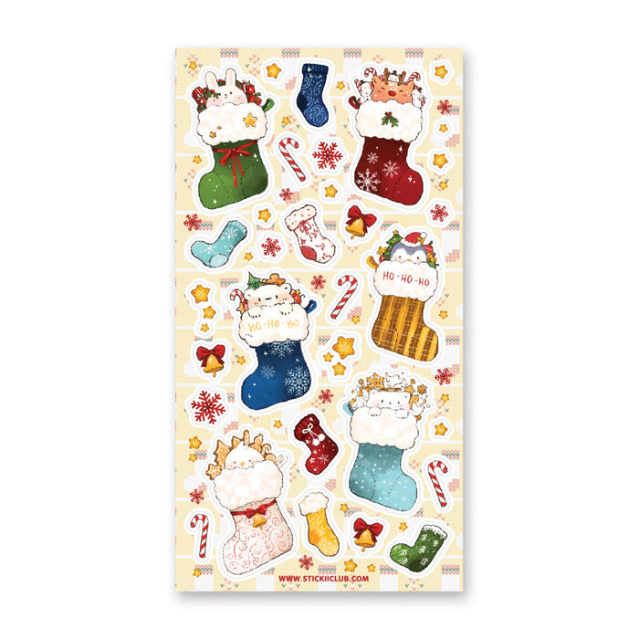 Kawaii Christmas Stockings Sticker Sheet