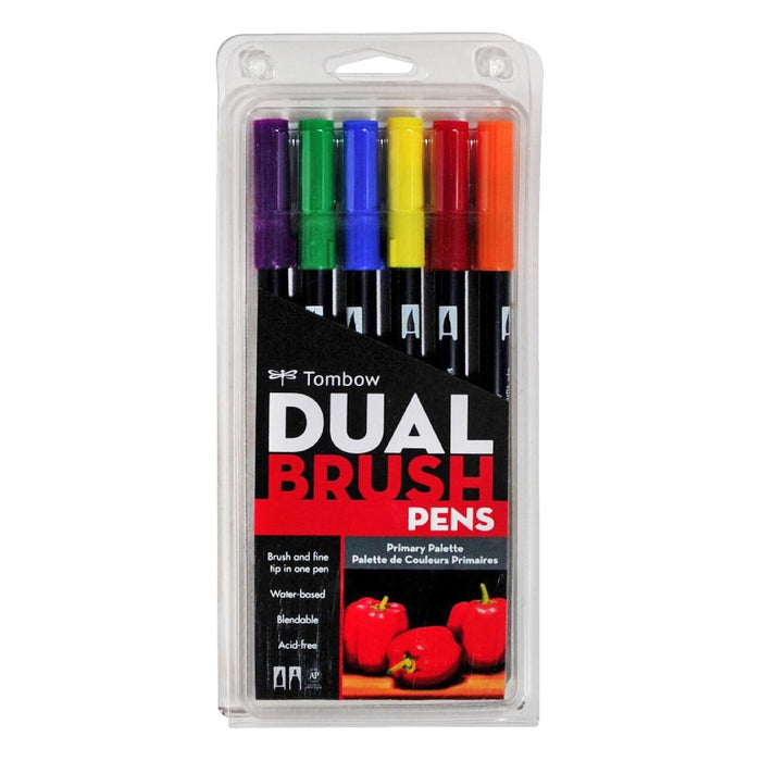 Tombow ABT Dual Brush Pen 6 Colour Set - Primary Colours