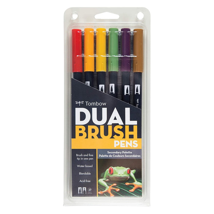 Tombow ABT Dual Brush Pen 6 Colour Set - Secondary Colours