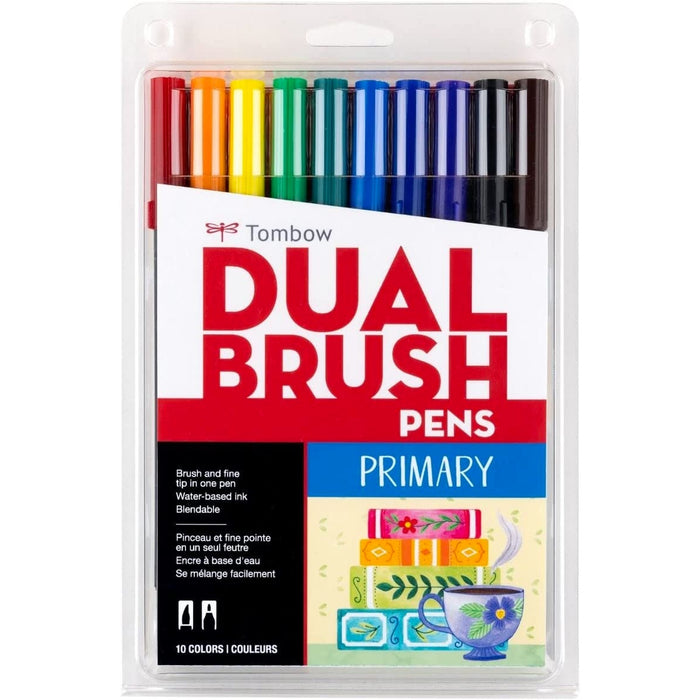 Tombow ABT Dual Brush Pen 10 Colour Set - Primary Colours