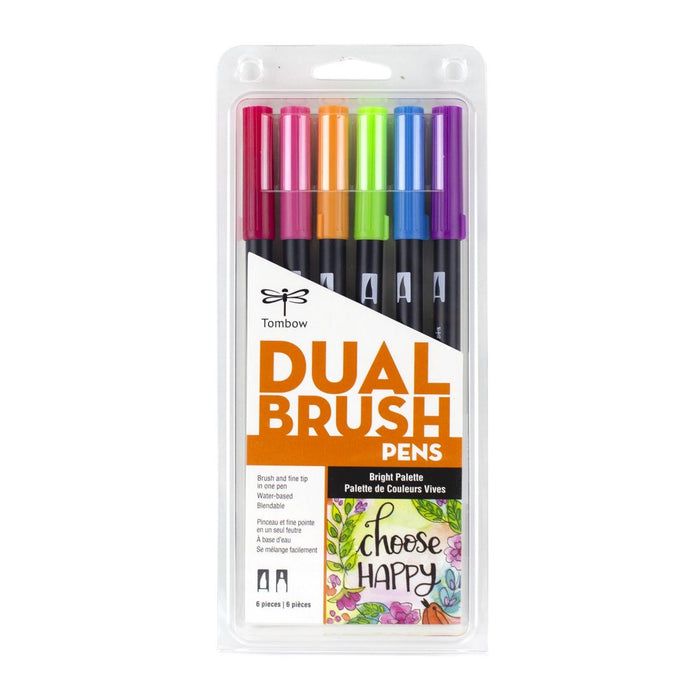 Tombow ABT Dual Brush Pen 6 Colour Set - Bright