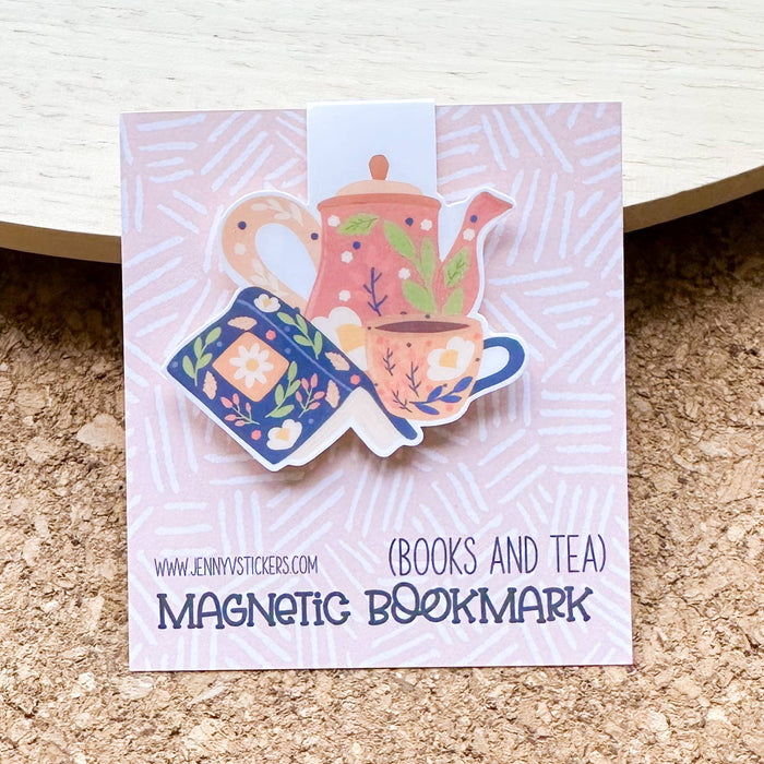 Books and Tea Magnetic Bookmark