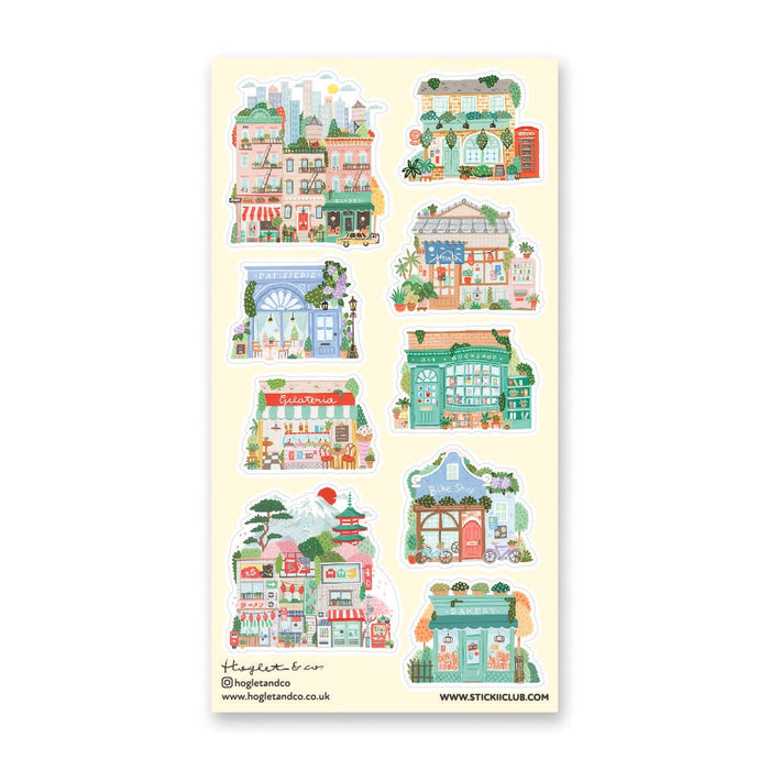 Charming City Shops Sticker Sheet