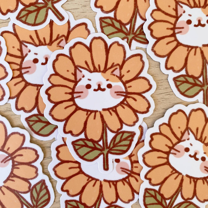 Flower Cat Matte Vinyl Sticker