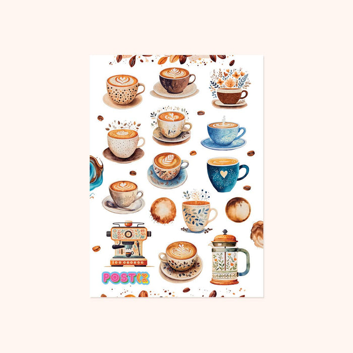 Coffee Art Paper Sticker Sheet