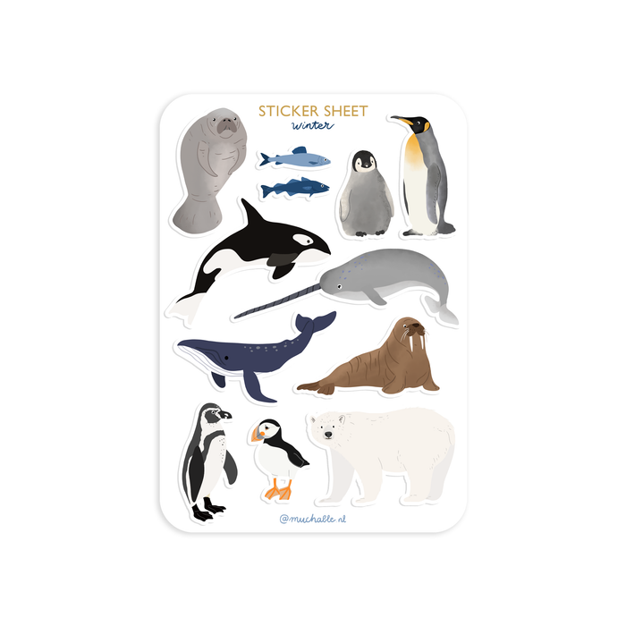 A6 Sticker Sheet - Arctic Winter Animals