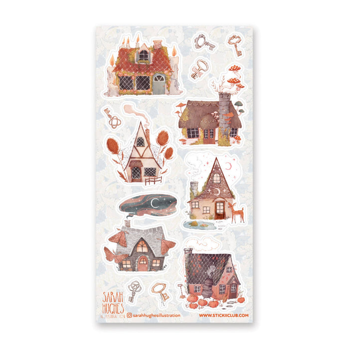 Quaint Forest Cottages Sticker Sheet