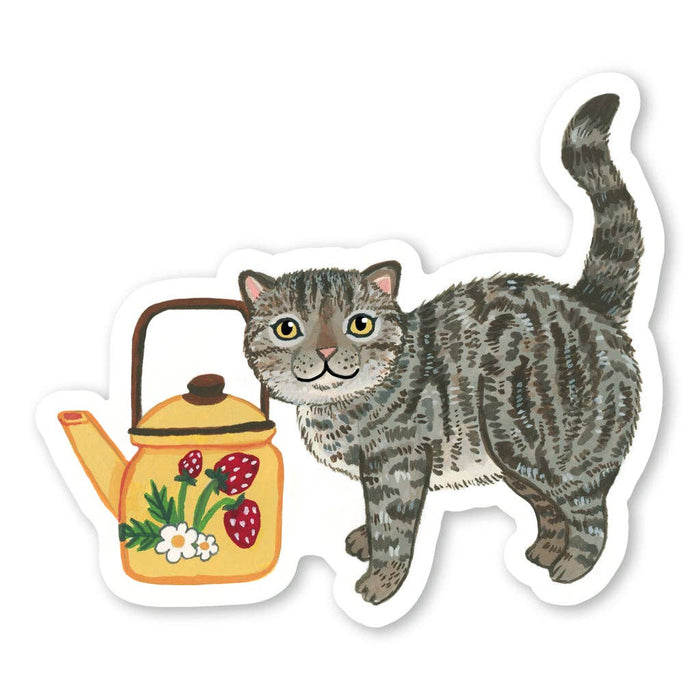 Teapot Cat Vinyl Sticker