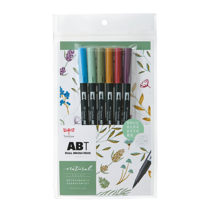 Tombow ABT Dual Brush Pen 6 Colour Set - Natural