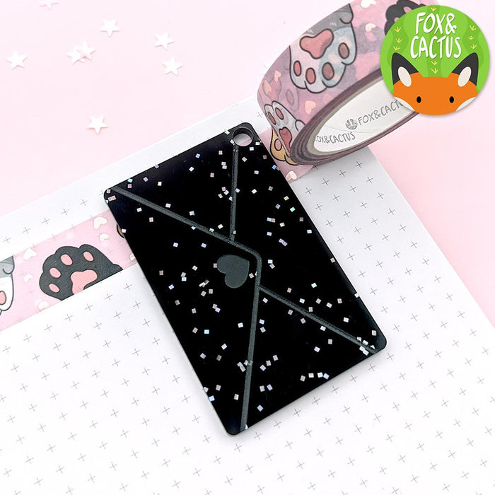 Fox & Cactus Black Glitter Happy Mail Washi Tape Cutter