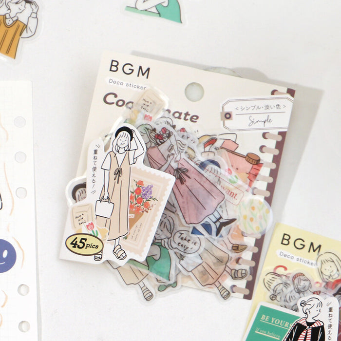 BGM 'Coordinate' Series Simple Flake Stickers - Light Colours