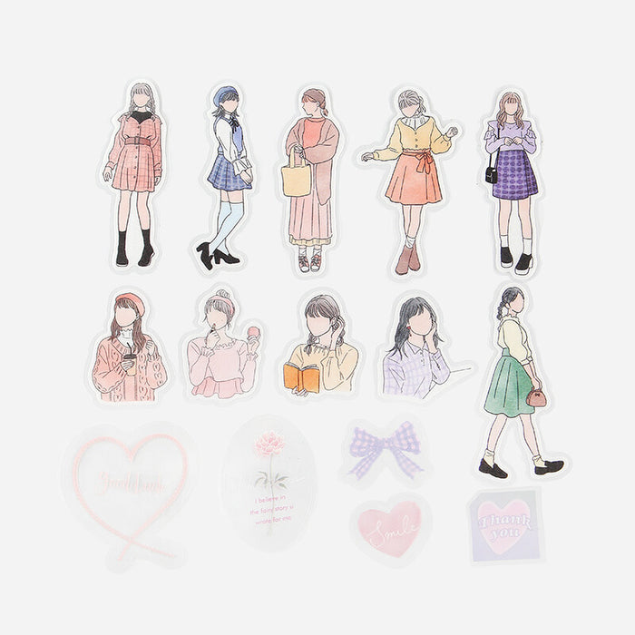 BGM 'Coordinate' Series Watercolour Figures Stickers - Lovely Style