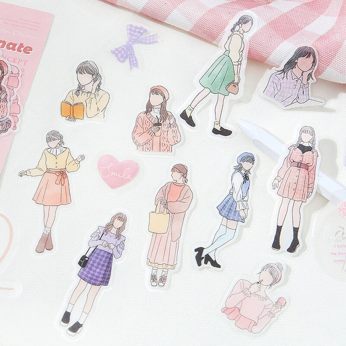 BGM 'Coordinate' Series Watercolour Figures Stickers - Lovely Style