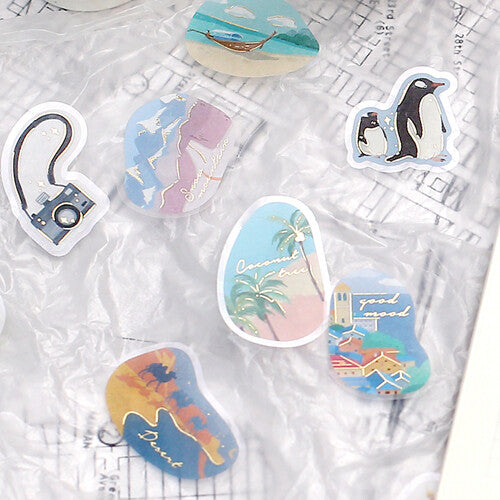 BGM Lifestyle Washi Paper Flake Stickers - World Travel