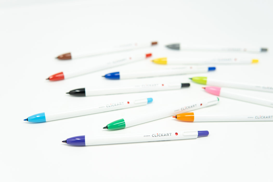 Zebra Clickart Retractable Marker Pens 12 Pack - Standard Colours