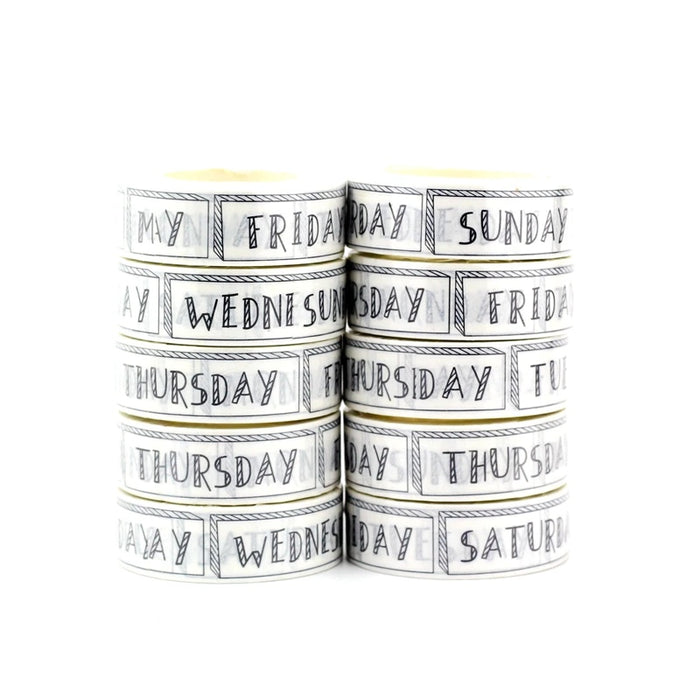 Hand-Lettered Days Of The Week Washi Tape