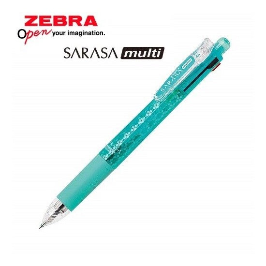Zebra Sarasa 4-Colour Multi Gel Pen 0.4mm + 0.5mm Pencil - Blue-Green Body