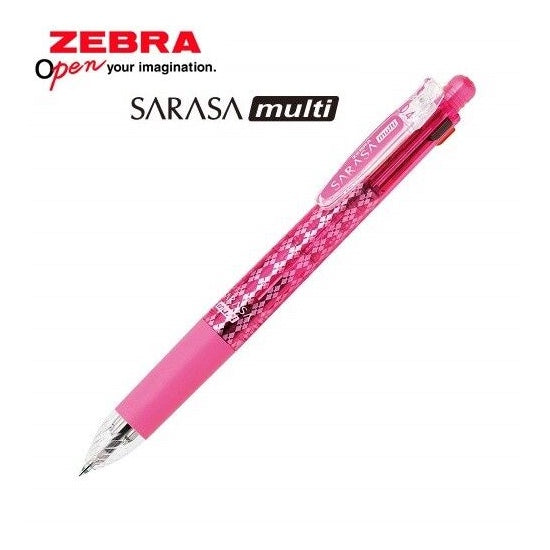Zebra Sarasa 4-Colour Multi Gel Pen 0.4mm + 0.5mm Pencil - Pink Body