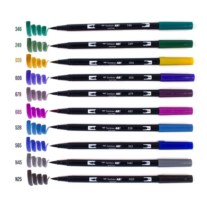 Tombow ABT Dual Brush Pen 10 Colour Set - Bohemian