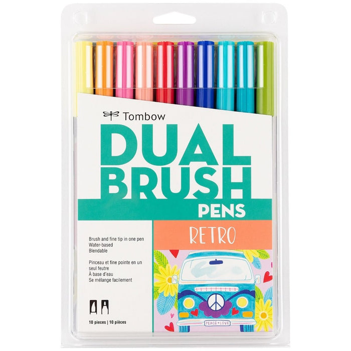 Tombow ABT Dual Brush Pen 10 Colour Set - Retro