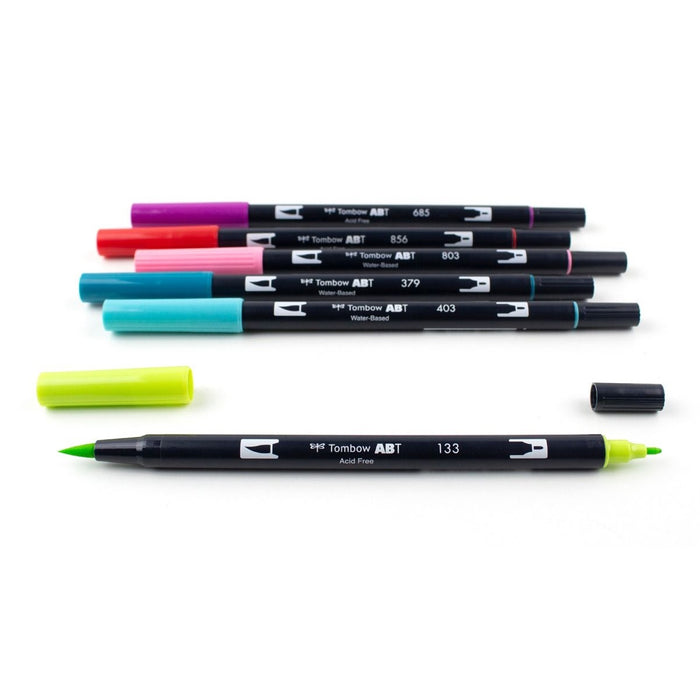 Tombow ABT Dual Brush Pen 6 Colour Set - Tropical