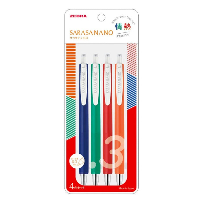 Zebra Sarasa Nano Gel Pens 0.3mm - 4 Colour Set - Passion!