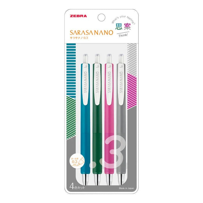 LAST STOCK! Zebra Sarasa Nano Gel Pens 0.3mm - 4 Colour Set - Think!
