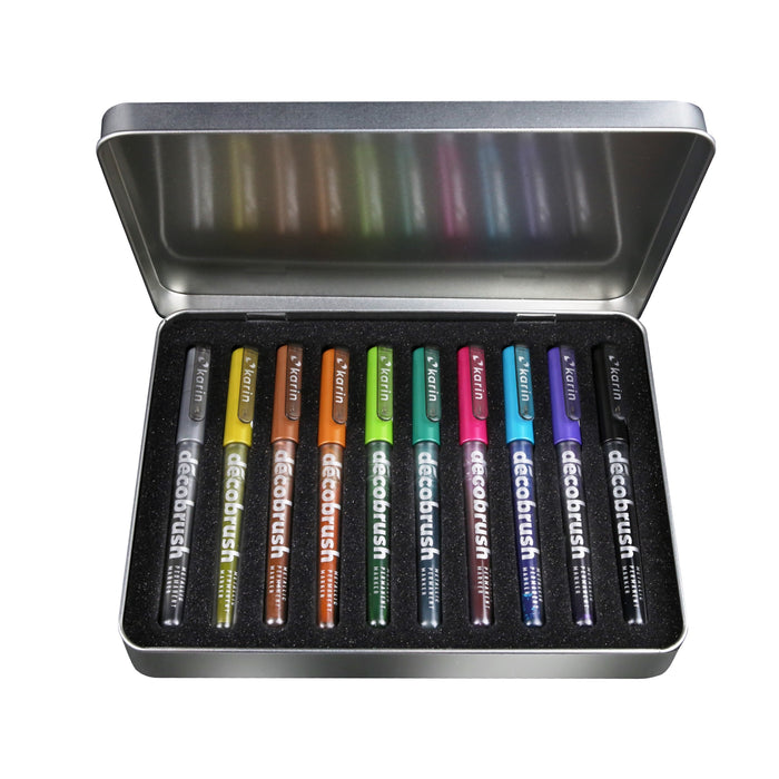 DecoBrush Metallic Brush Pens - 10 Colour Set