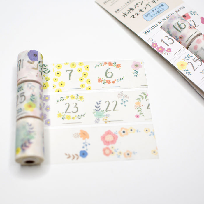 Masté Perforated Masking Tape Set - Flowers with Dates