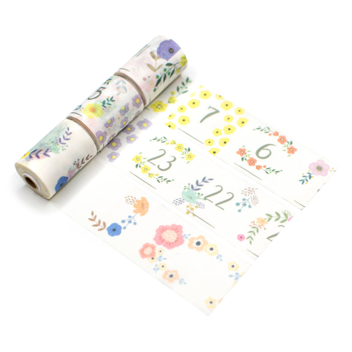 Masté Perforated Masking Tape Set - Flowers with Dates