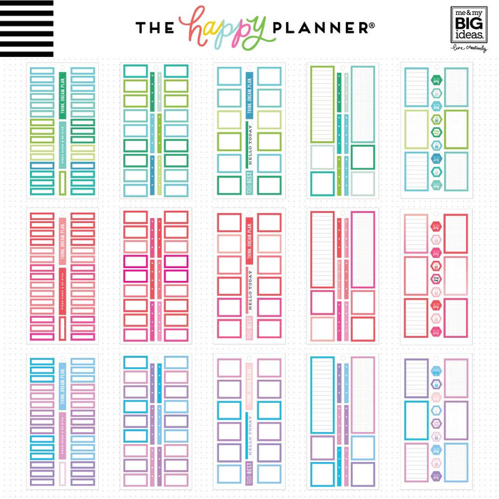 The Happy Planner CLASSIC Value Pack Stickers - Colourful Boxes - 30 Sheets