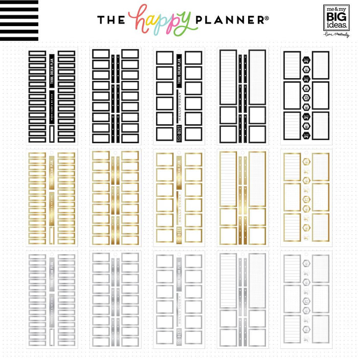 The Happy Planner CLASSIC Value Pack Stickers - Colourful Boxes - 30 Sheets