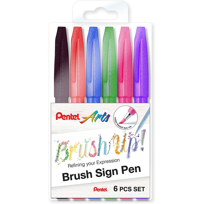 Pentel Arts 'Brush Up!' Brush Pens - Standard Colours 6pk