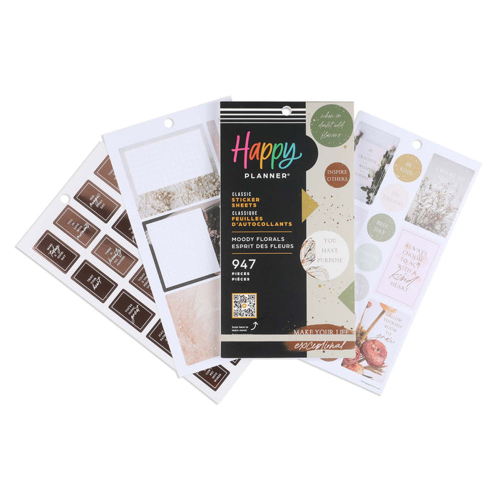 LAST STOCK! The Happy Planner CLASSIC Value Pack Stickers - Moody Florals - 30 Sheets