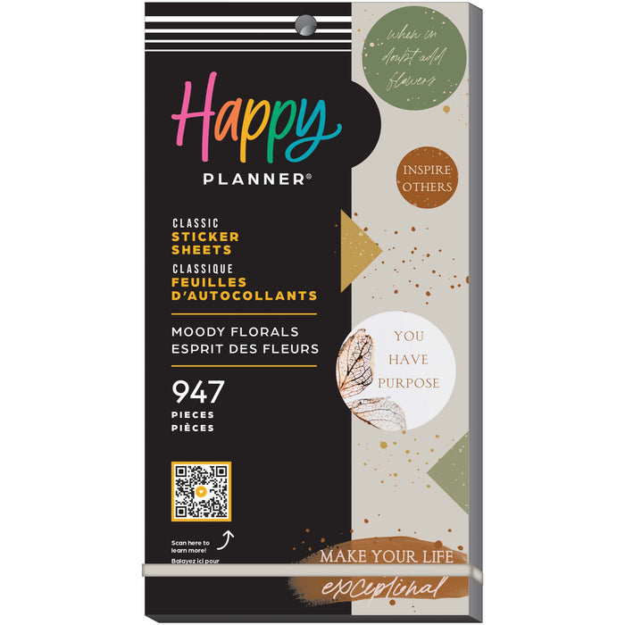 The Happy Planner CLASSIC Value Pack Stickers - Moody Florals - 30 Sheets