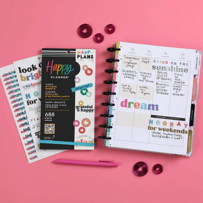 The Happy Planner CLASSIC Value Pack Stickers - Happy Brights - 30 Sheets