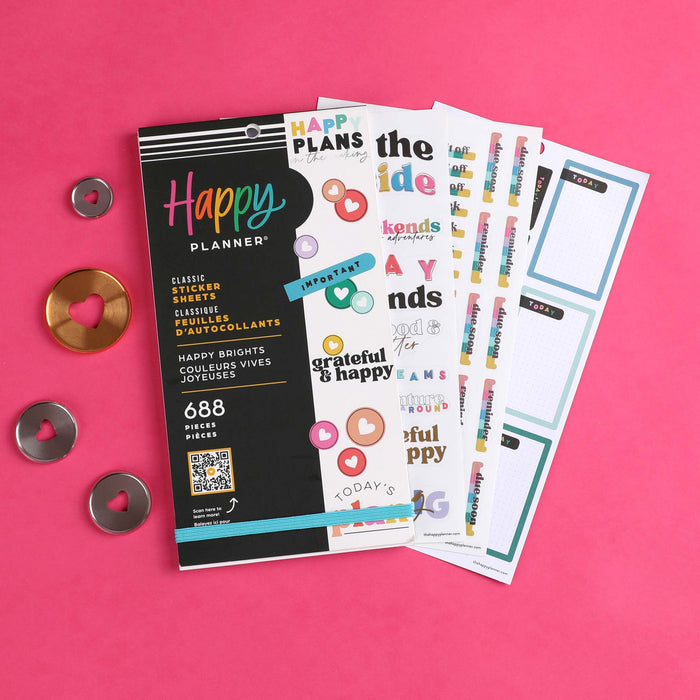 The Happy Planner CLASSIC Value Pack Stickers - Happy Brights - 30 Sheets