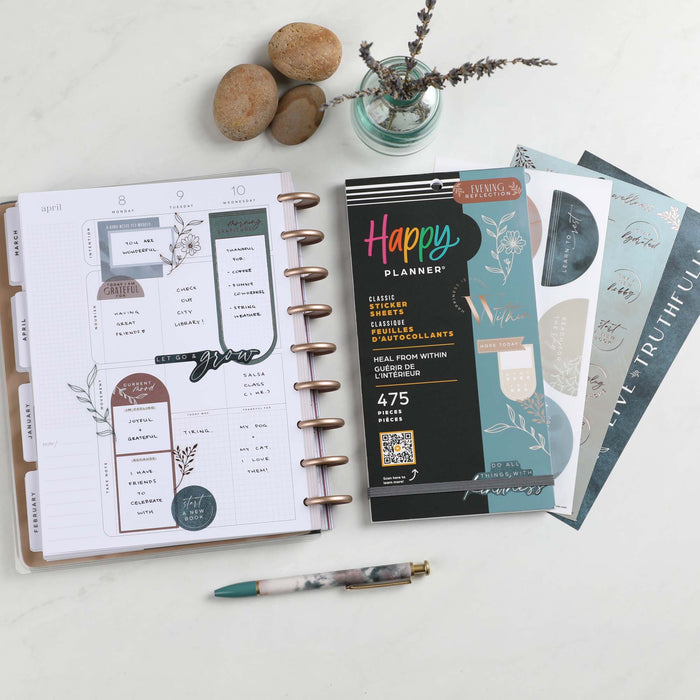 LAST STOCK! The Happy Planner CLASSIC Value Pack Stickers - Heal From Within - 30 Sheets
