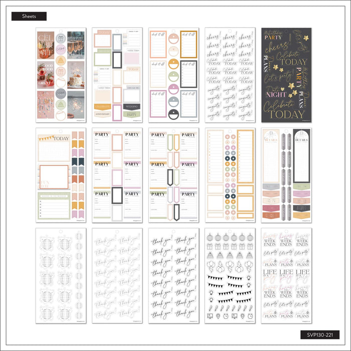The Happy Planner CLASSIC Value Pack Stickers - Let's Party - 30 Sheets